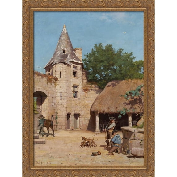 Getting ready for the hunt 28x36 Large Gold Ornate Wood Framed Canvas Art by Paul Peel