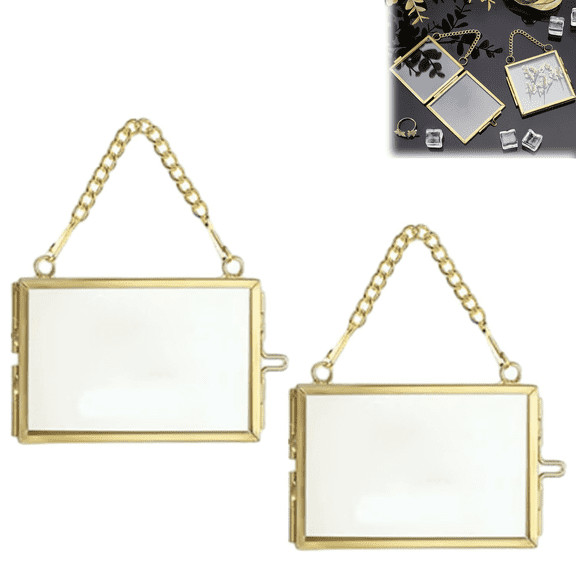 2025 Ornament Picture Frame, Golden Glass Mini Hanging Pictures Frame Ornaments, with Hook, 2.2 * 3.2in, Great for Holidays, Or Everyday Use