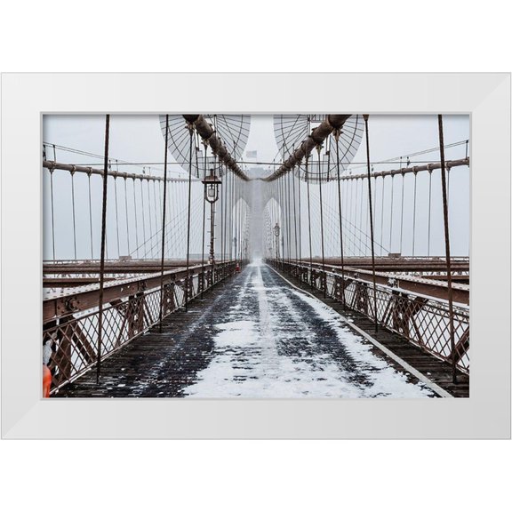 Getty, Bruce 14x11 White Modern Wood Framed Museum Art Print Titled - The Brooklyn Bridge