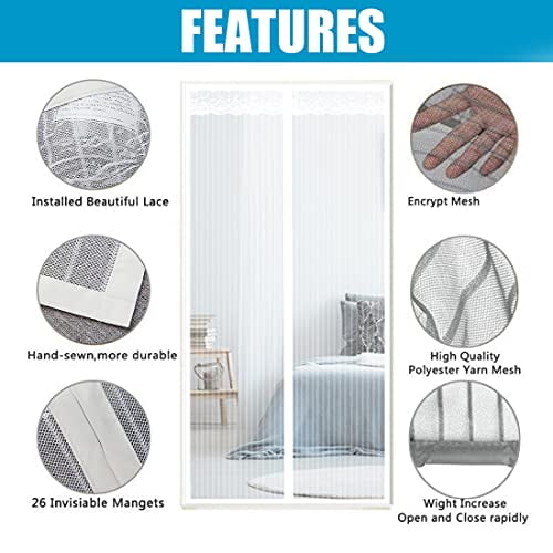 GettyGears Magnetic Window Screen Mesh Curtain with Magnets for Window Door Full Frame Screen Door Net for Windows,No Drilling,Hook & Loop Tape Install 46"x46"Inch Coffee