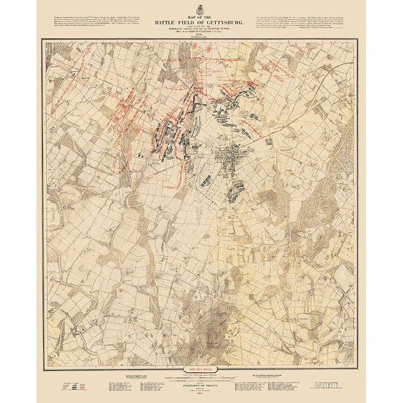 Gettysburg Battlefield First Days Battle Poster Print by Warren Warren CWGE0008