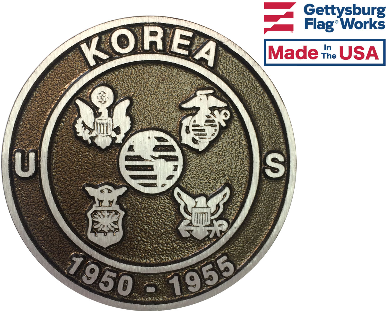 Gettysburg Flag Works Aluminum Grave Marker Korean War Veteran, Cemetery Memorial Flag Holder, Veteran, Made in USA