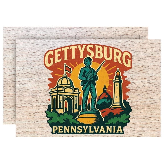 Gettysburg Pennsylvania Vintage Design Souvenir 4 x 6 Wood Postcard Full Color