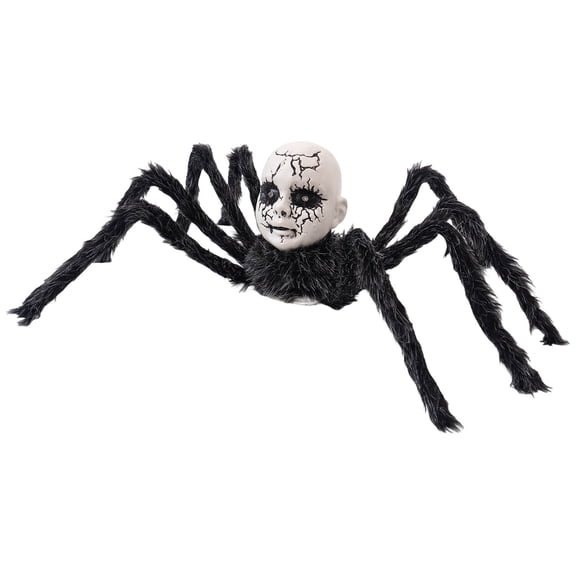 Getwin,23.6" Animatronic Doll Head Spider Decoration with Light-Up Eyes and Sound Activation, Realistic Walking Halloween Prop for Haunted House Displays