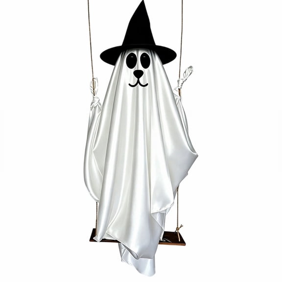 Getwin,5-Foot Wizard-Themed Hanging Ghost Dog with Floating Swing Motion for Outdoor Halloween Displays, Creepy Yard Prop for Trees and Porches, Light-Free Version for Classic Style