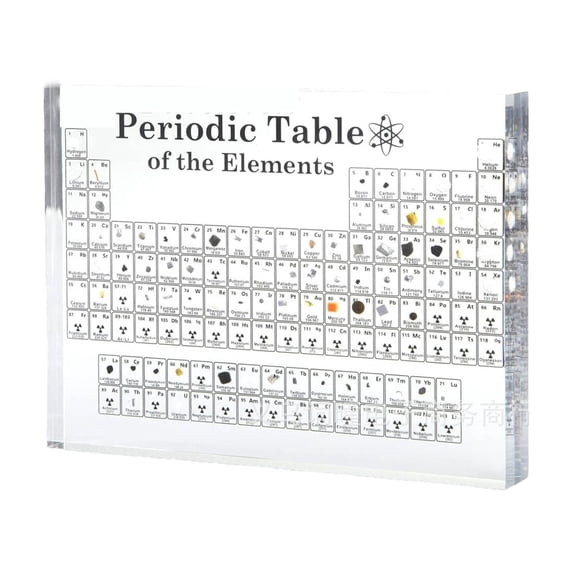 Getwin Acrylic Decorative,,Periodic Table with Real Inside 83 Kinds Of Real & Acrylic Display Stand for Science Lovers Students Chemistry Tools and Crafts Decoration
