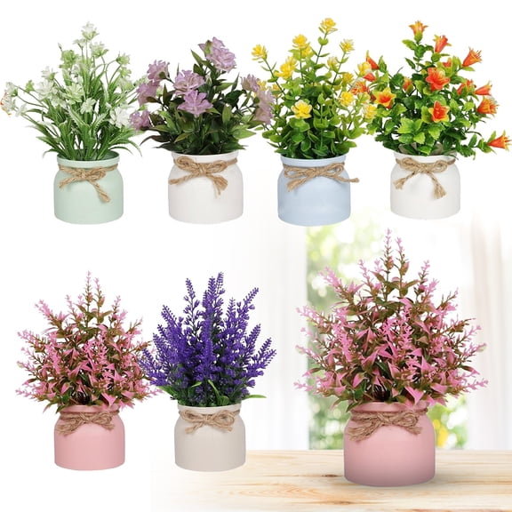 Getwin,Artificial Flowers Potted Plants,Rustic Table Centerpiece Interior Outdoor,Integrated Styling Design, Fits Bathroom Kitchen Placement and Rustic Table Interior Exterior Layout