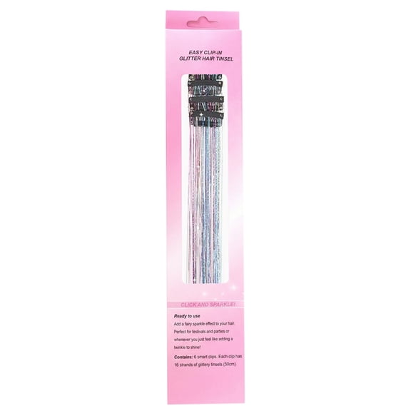 Getwin,Colorful Glitter Hair Extensions 20 inch Kit,7 Color 12 Pack Laser Shiny Hair Extension Clips 50-60cm,Glitter Hair Extensions. Beauty Accessory for Party, Daily Makeup, Dress Up