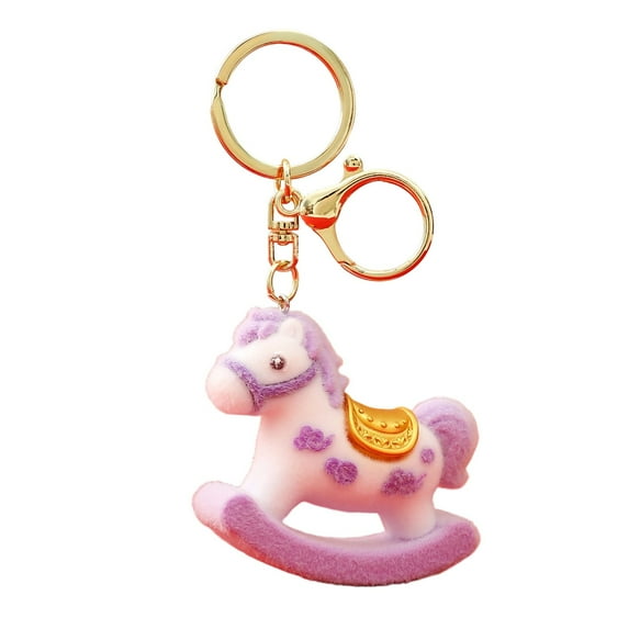 Getwin Desktop Dress Up,New Year'S Horse Ornaments,2026 Year Of Keychain Flocking Rocking Horse Pendant 5.1×5.9×1.5Cm Cute Plush New Year Decor Key Ring for Bags/Keys Festive for Men & Women