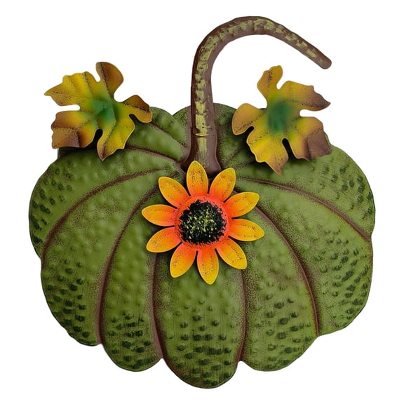 Getwin,Green Metal Pumpkin Garden Stake, Rustic Fall Yard Decoration for Outdoor Thanksgiving and Halloween Displays