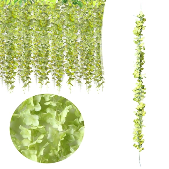 Getwin Green Wisteria Flower Bouquet,Plastic Artificial Wisteria 10Pc,Artificial Flower Strips and Strings for Decorative Hydrangea Wall Hangings