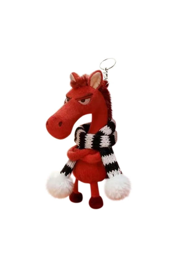 Horse Keychain,Plush Sweater Charm,Plush Horse Keychain with Knit Scarf Cute Animal Bag Charm for Backpacks And Keys (Multiple Styles)