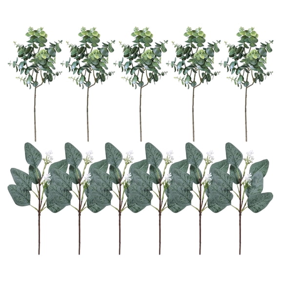 Getwin Household Decoration,Eucalyptus Has Short Branches With Fruits,Artificial Oval Branches With White And Sprays Suitable For Vases Wreaths Bouquets And Wedding Greenery Decor
