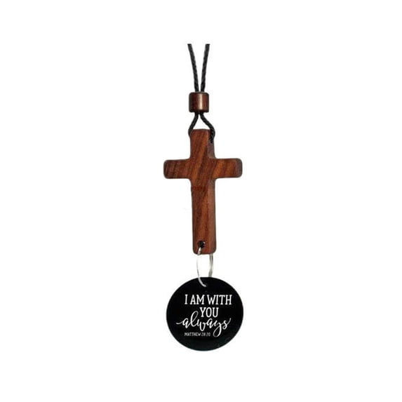 Getwin Household Pendant,Cross Pendant for Car Rearview Mirrors,Daily Verse Rearview Ornament – Daily Car Charm Hanging for Car with “I Am with You ”