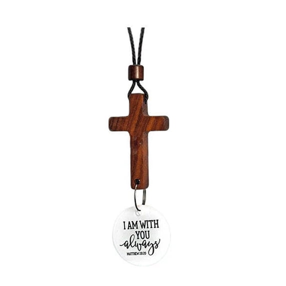 Getwin Household Pendant,Cross Pendant for Car Rearview Mirrors,Daily Verse Rearview Ornament – Daily Car Charm Hanging for Car with “I Am with You ”