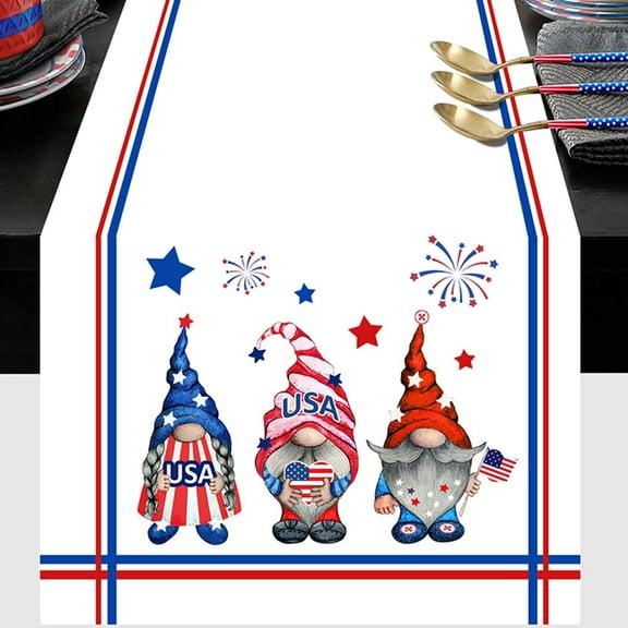 Getwin,Independence Day Table Runner,Customized Satin Flag Ribbon for Holiday Craft,Patriotic Table Runner Ribbon, Customized Satin, Perfect for Holiday Craft and Table Decor