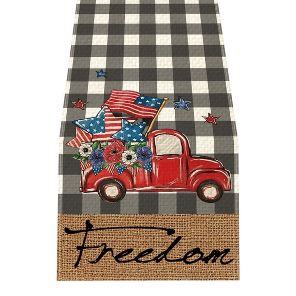 Getwin,July 4th Dining Path,Patriotic Stripes Table Decor,Retro Style Table Decor Matches Home Restaurant Layout and Various Patriotic Theme Holiday Gathering Use