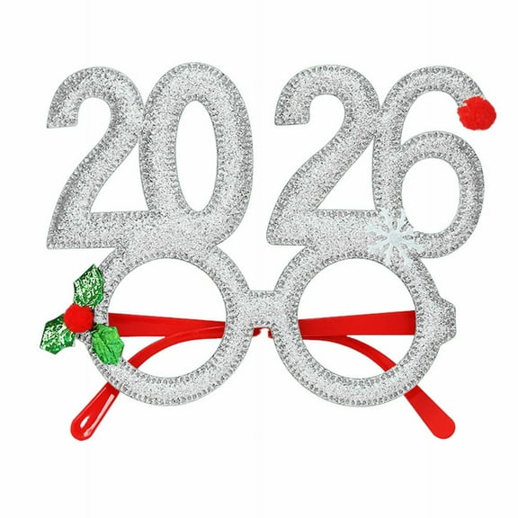 Getwin New Year Glasses,,2026 New Year Glasses Glitter Novelty Eyewear Frame with Christmas Decorations