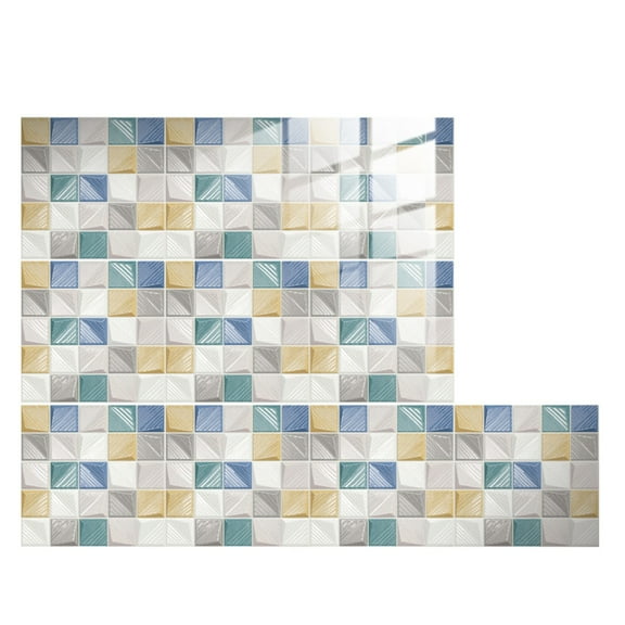 Getwin,Peel and Stick Ceramic Tile Paste,3D Lattice Crystal Wall Sticker,10Pcs 3D Lattice Tile Stickers, Peel-And-Stick Ceramic Decals for Kitchen, Bathroom, and DIY