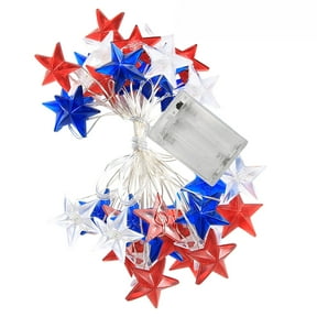 Getwin,USA Star LED String Lights Battery Operated,independence Day LED Decorative,Star String Lights. Lighting Decor for 4Th of July, Holiday, Home, Party
