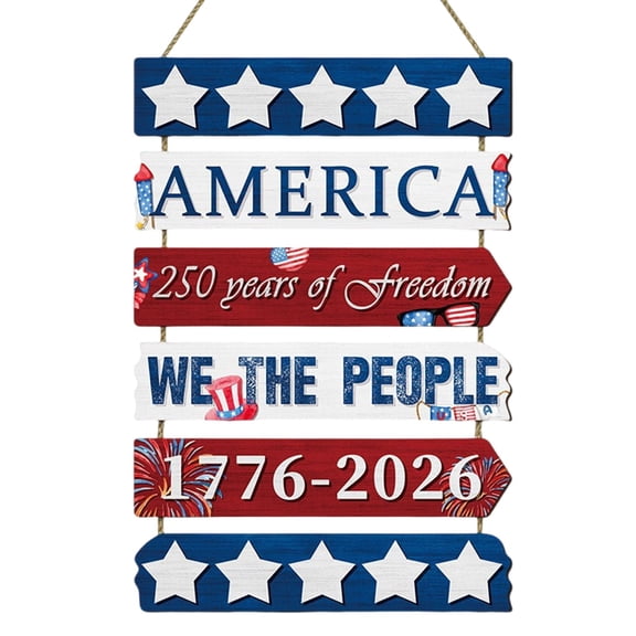 Getwin,Wood Hanging Logo,independence Day Wall Plaque,Commemorative Wall Plaque Fits Anniversary Theme Layout Home Wall Decoration and National Celebration Scene Decoration
