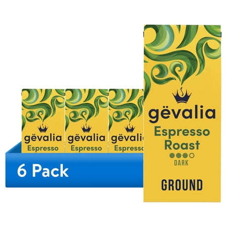 (6 pack) Gevalia Espresso Dark Roast Ground Coffee, 12 oz. Bag