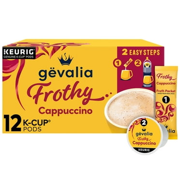 Gevalia Cappuccino K Cup Espresso Coffee Pods & Cappuccino Froth Packets, 12 ct Box