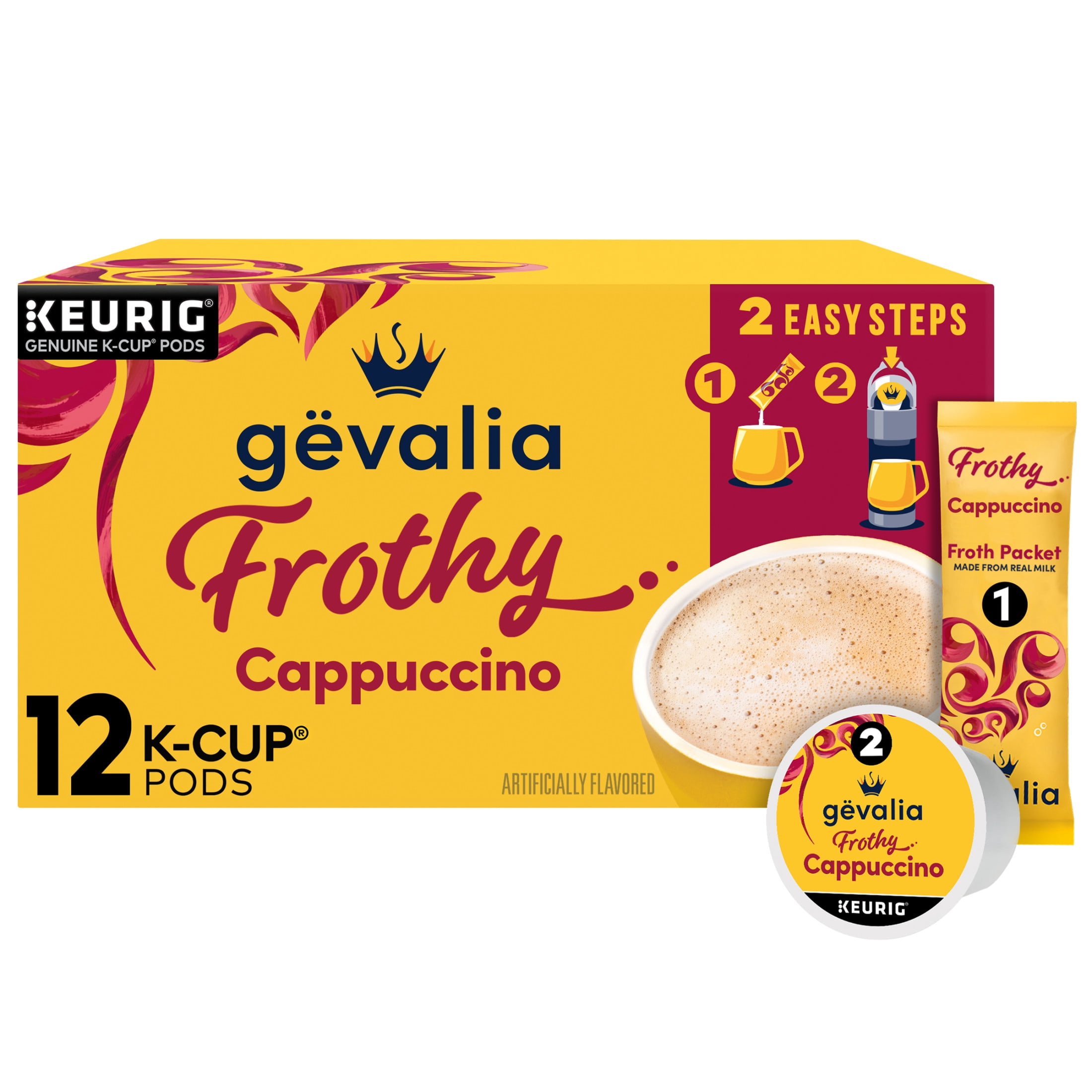 Gevalia Cappuccino K-Cup Coffee Pods & Froth Packets, 12 ct Box