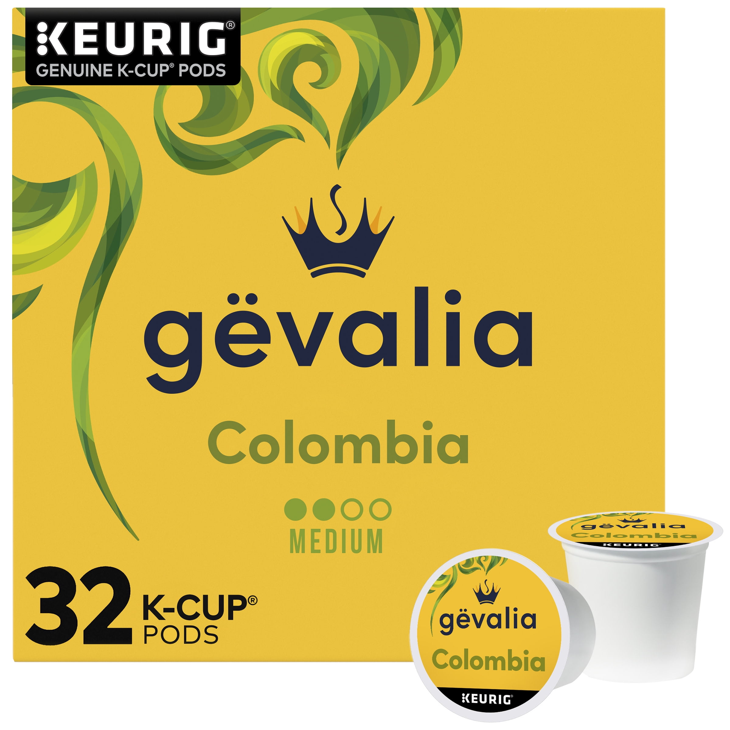 Gevalia Colombia Medium Roast Arabica Coffee Pods, 32 K-Cup Pods
