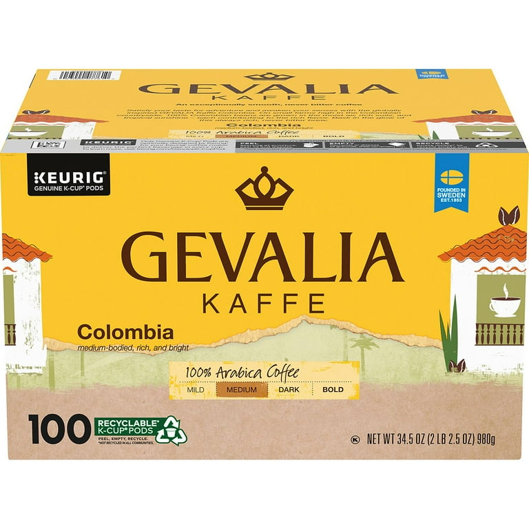 Gevalia Colombian Keurig Compatible K Cup Coffee Pods, 100 Ct