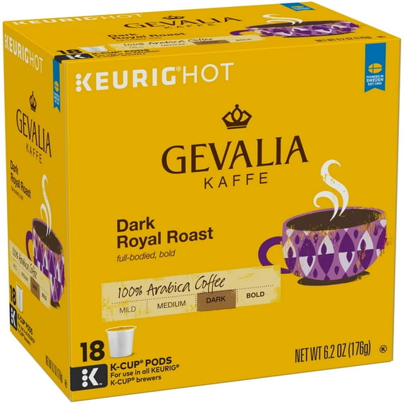 Gevalia Dark Royal Roast Coffee K-Cup Pods 18 Count Box (Pack Of 4).
