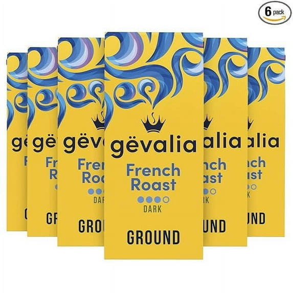 Gevalia French Roast Dark Roast Ground Coffee 12 oz Bags, Pack of 6