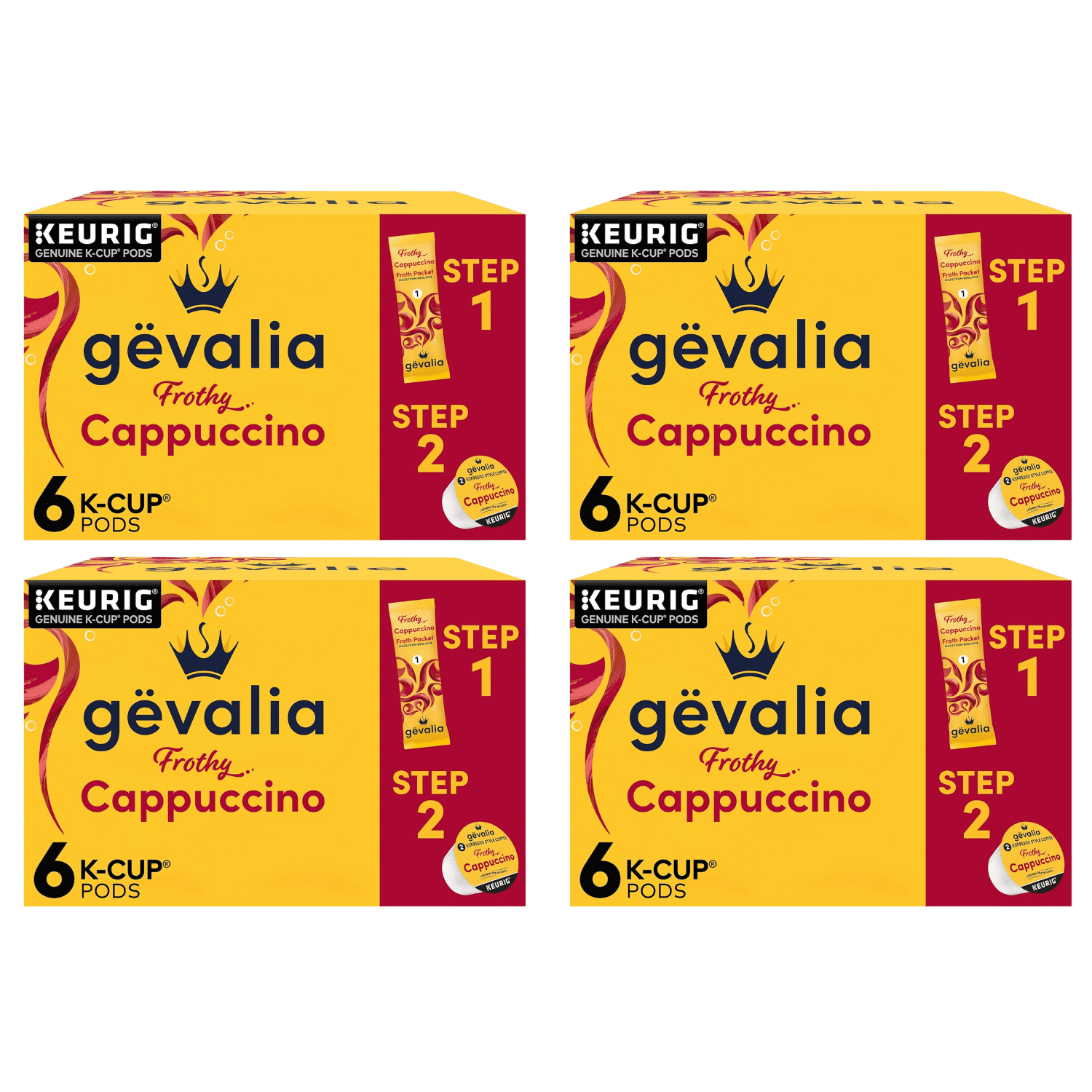 Gevalia Frothy 2Step Cappuccino Espresso KCup Coffee Pods & Froth