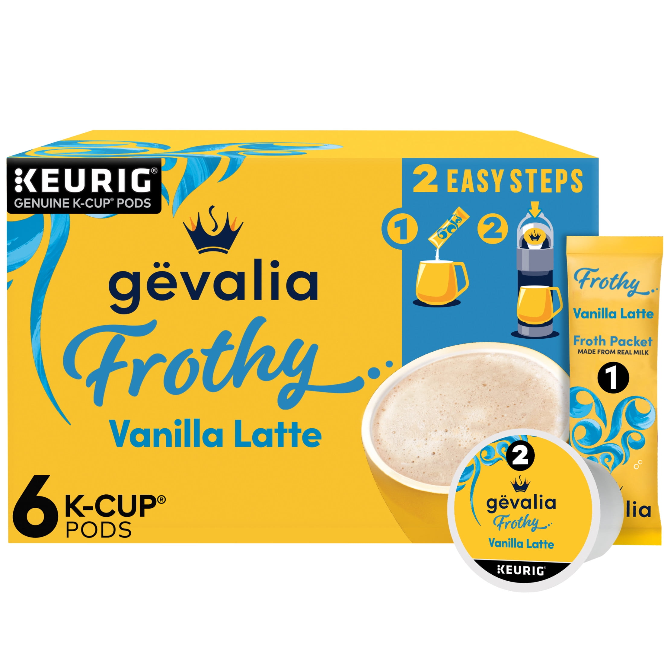 Gevalia Vanilla Latte Espresso K Cup Coffee Pods with Milk Froth 6 ct Box Walmart