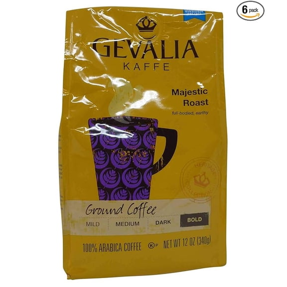 Gevalia Kaffe Ground Coffee Bold Majestic Roast, 12 OZ (Pack of 6) by Gevalia_AB