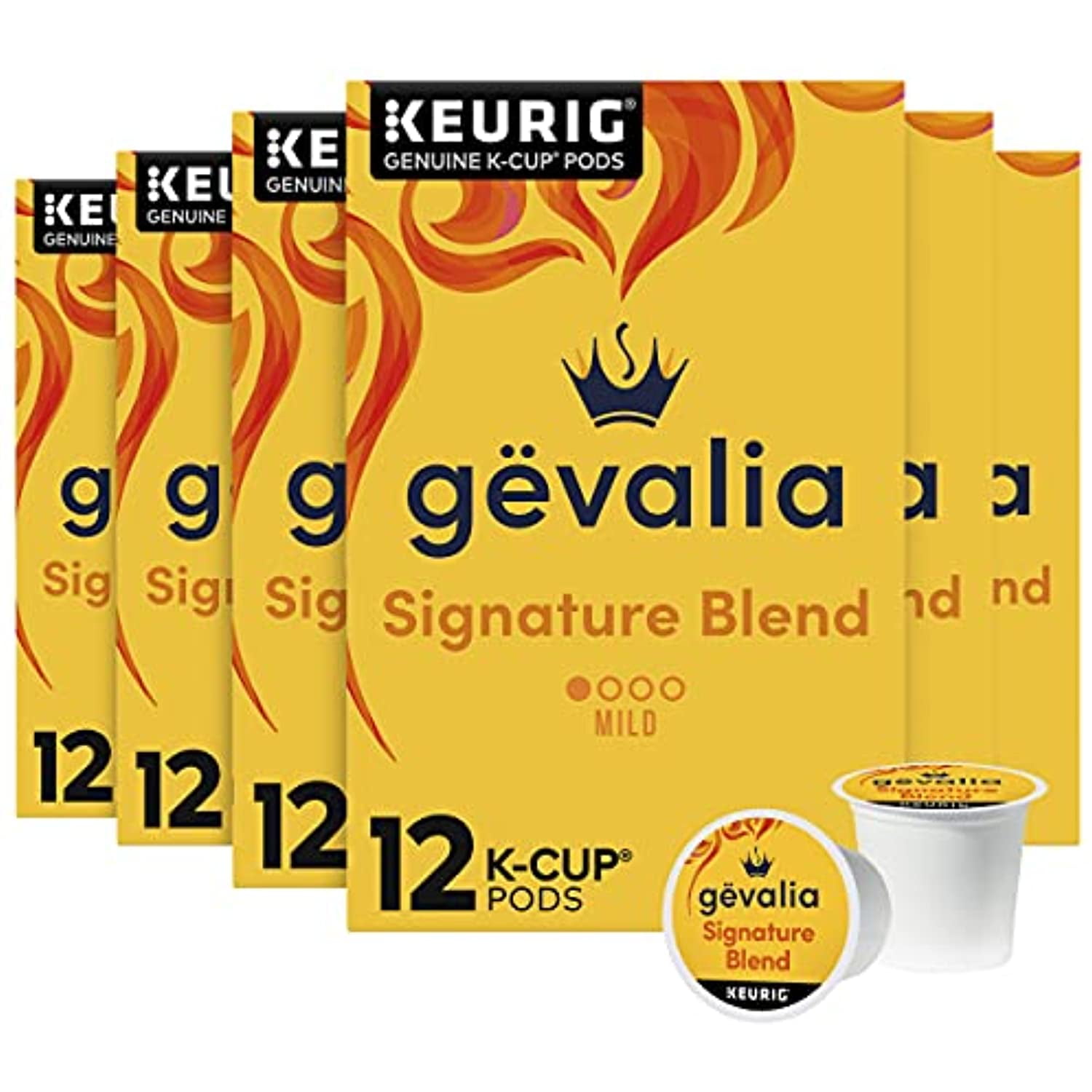 Gevalia Signature Blend Mild Light Roast K-Cup Coffee Pods (72 Pods, 6 Boxes Of 12)
