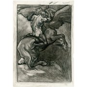 Gevecht tussen gevleugelde kentaur en man Poster Print by Johannes Josephus Aarts (24 x 36)