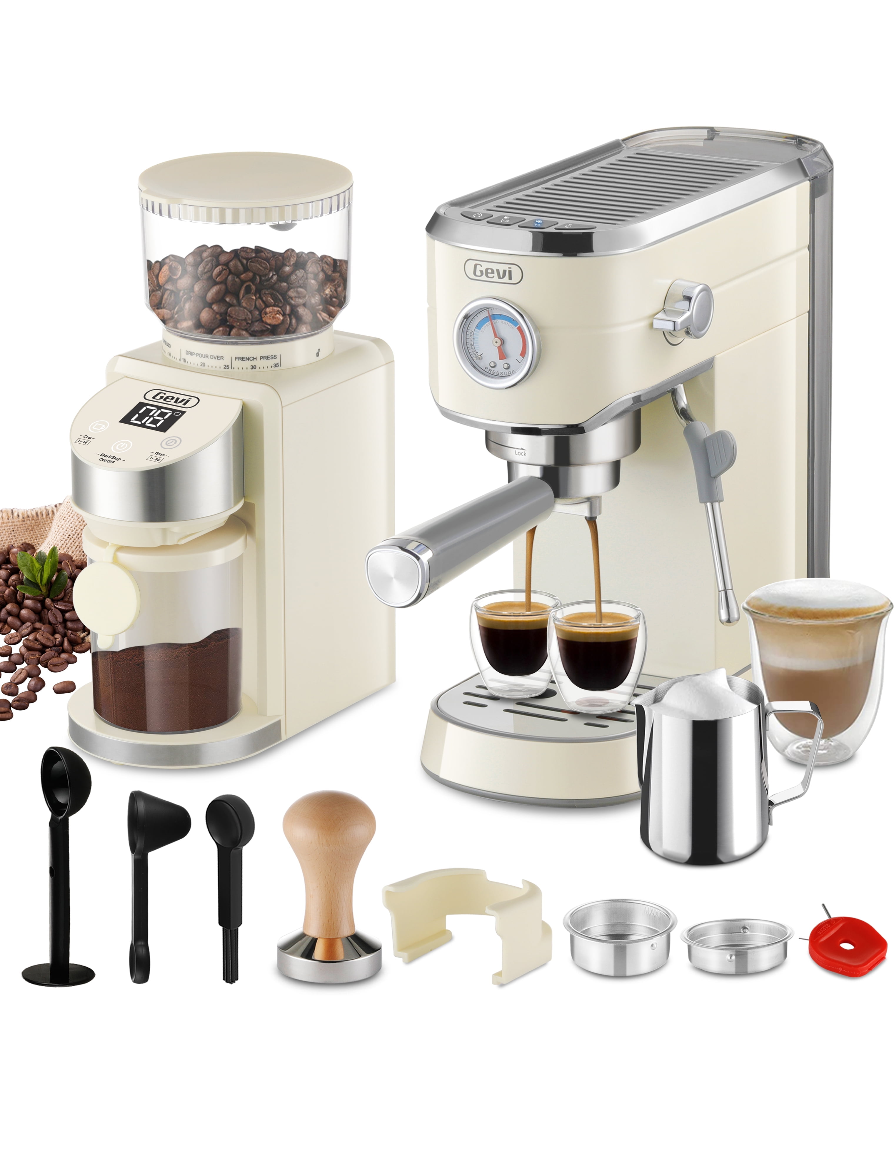 Gevi 20 Bar Automatic Espresso Machine with Removable Cup and 35 ...