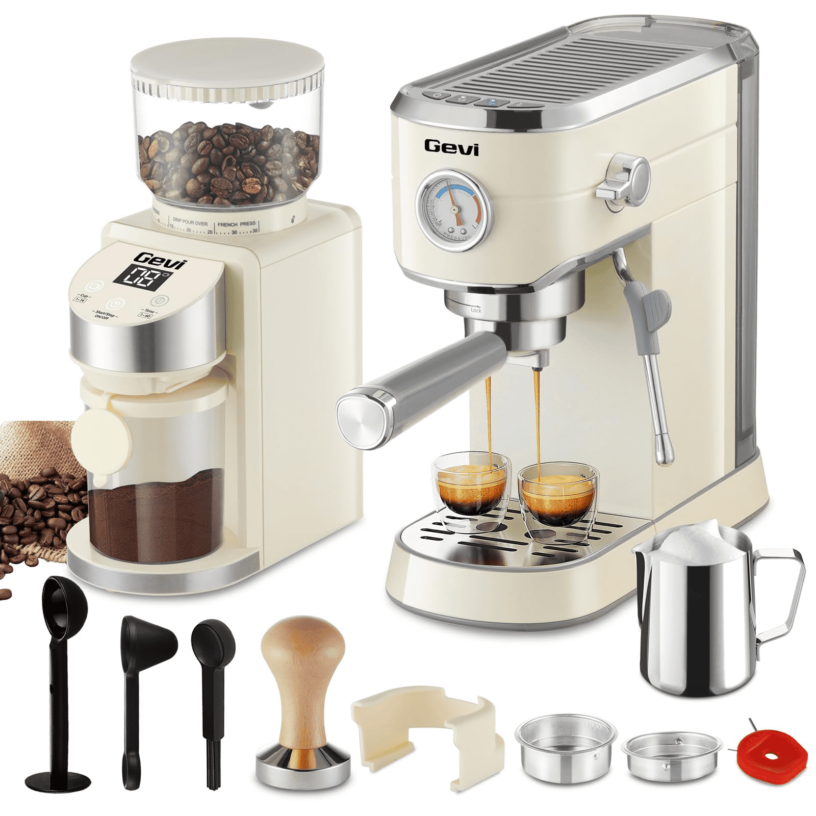 Gevi 20 Bar Automatic Espresso Machine with Removable Cup and 35 ...