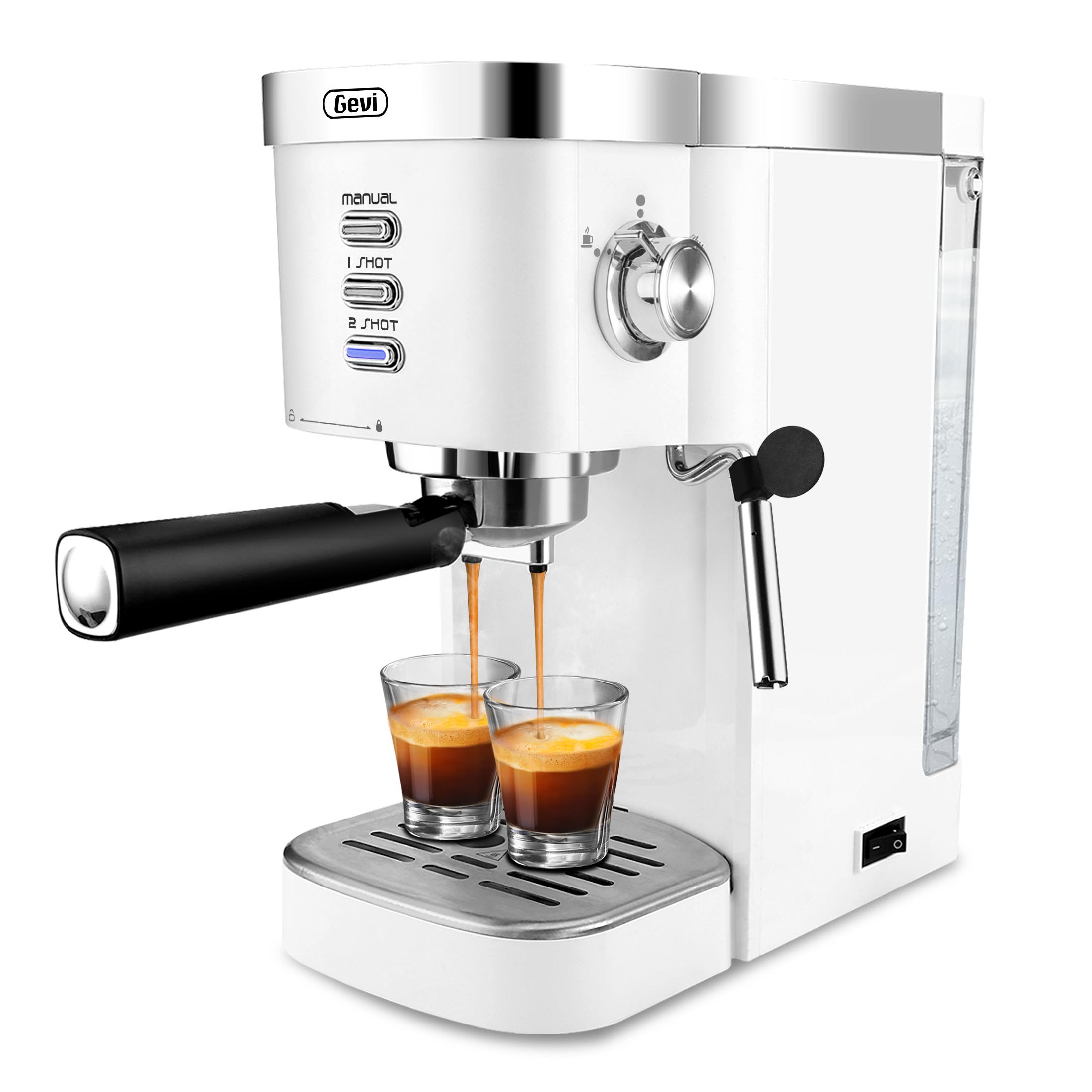 Gevi Espresso Machine 20 Bar Automatic Coffee Maker with Milk Frother Wand, 40.58 oz, New, White - image 1 of 9