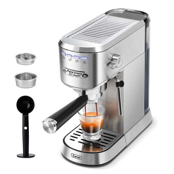 Gevi 20 Bar Espresso Machine and Coffee Maker, Stainless Steel, Silver