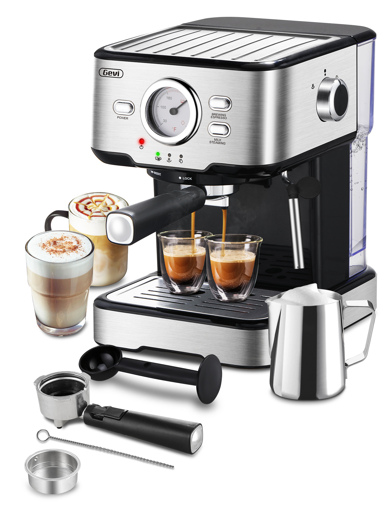 Gevi Espresso Machine with steamer 15 Bar Cappuccino Coffee Maker for Latte Mocha - image 1 of 9