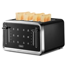 Gevi Toaster 4 Slice Toaster LED Digital Touch Screen, Extra-Wide Slots, Removable Crumb Tray, Black + Silver
