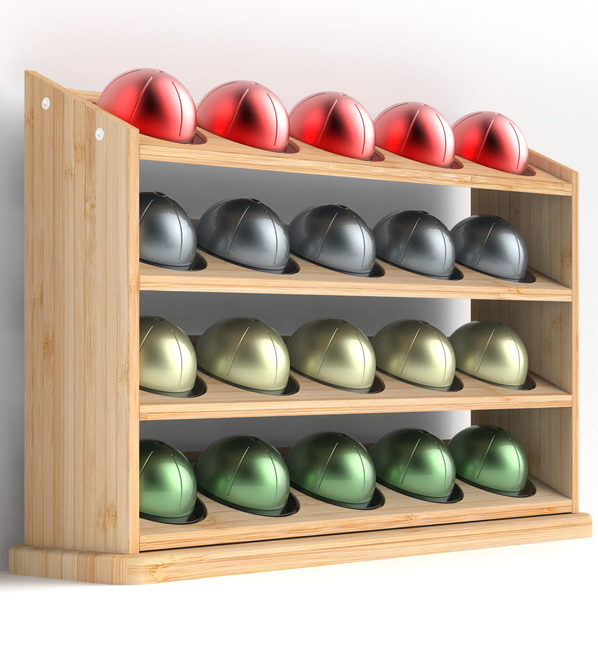 Gevoli Bamboo Wood Pod Holder for Nespresso Vertuo Pods, 4 Tier / 20