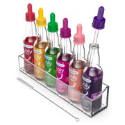 Gevoli Glass Dropper Pipettes, and Acrylic Holder for SodaStream Bubly Drops Flavors - Countertop/Wall Mount Organizer 6 Colorful Droppers