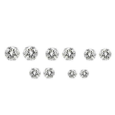 GeweYeeli 5 Pairs/set Hypoallergenic Crystal Ear Stud Earrings 2 3 5 6 8 mm Women Girls Lady Zircon Earrings