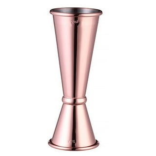 Bar Lux 1 oz / 2 oz Stainless Steel Jigger - Japanese Style, Mirrored  Finish, Copper-Plated Ring - 1 count box