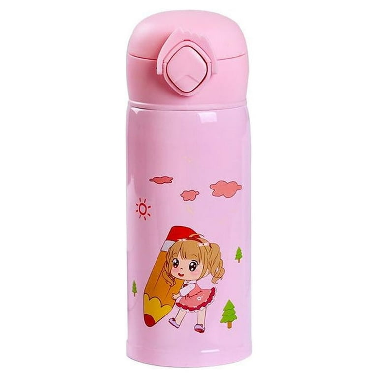 GeweYeeli Creatively Bottle Thermos Cup Stainless Steel Bottles Water  Vacuum Kids Mug Children Thermal Drinking Portable Present Pink Girl
