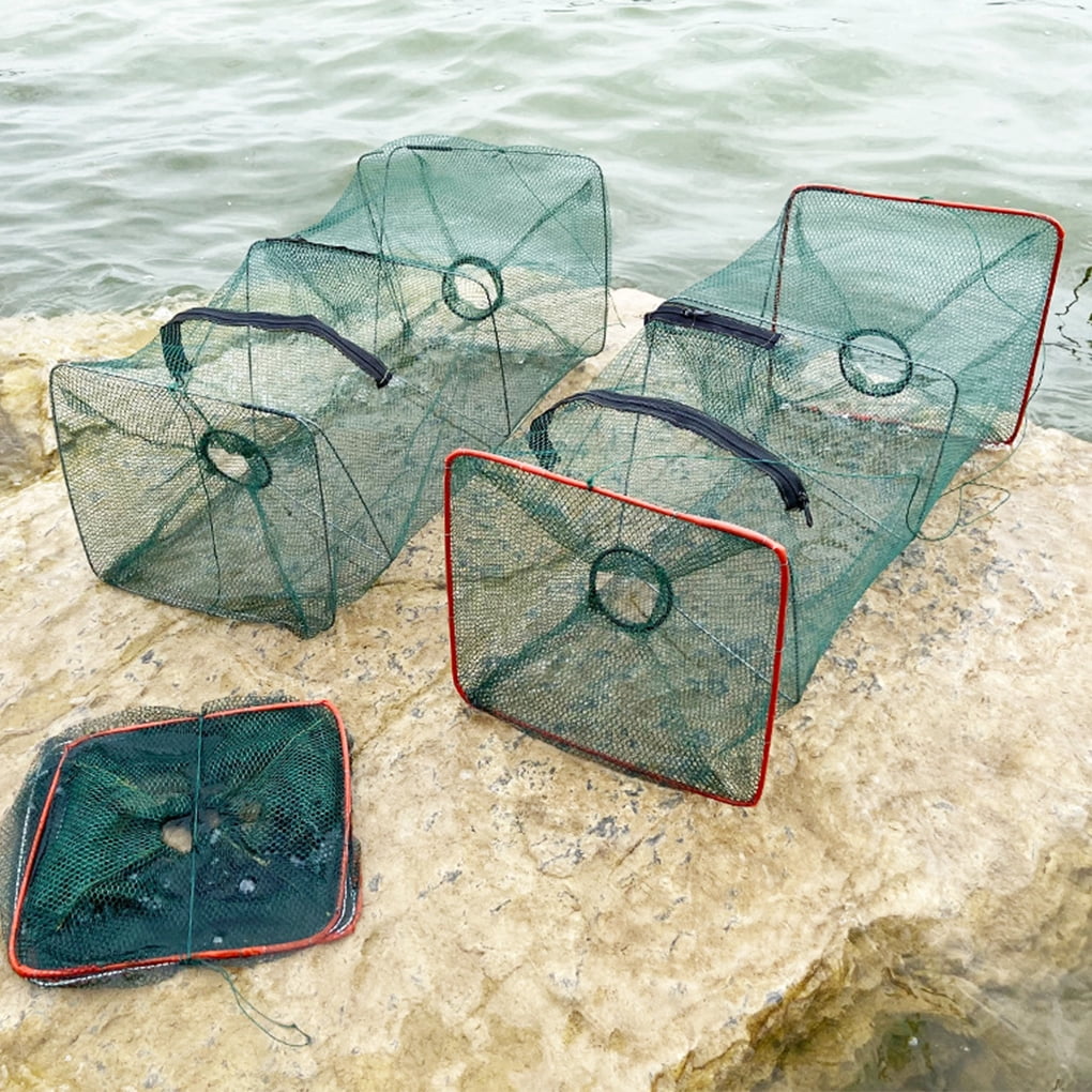 GeweYeeli Foldable Fishing Net Portable Fish Cage Nylon Steel Wire Fishing  Pot, Edged S
