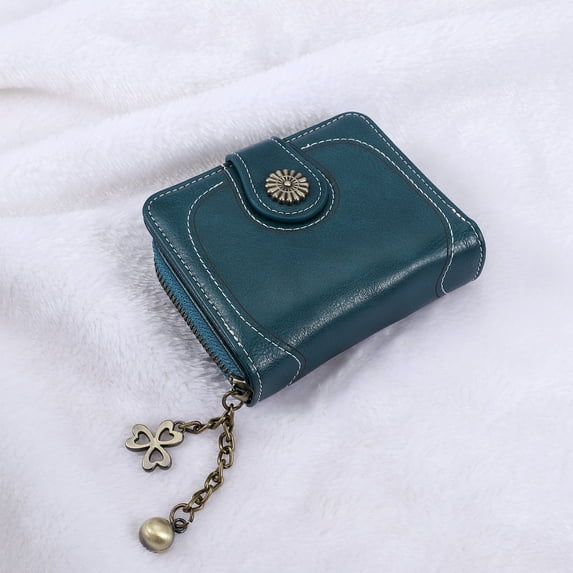 GeweYeeli Vintage Leather Women Wallets Small Cute Purse Coin Cash Pocket Card Holder Female Handbag, Blue